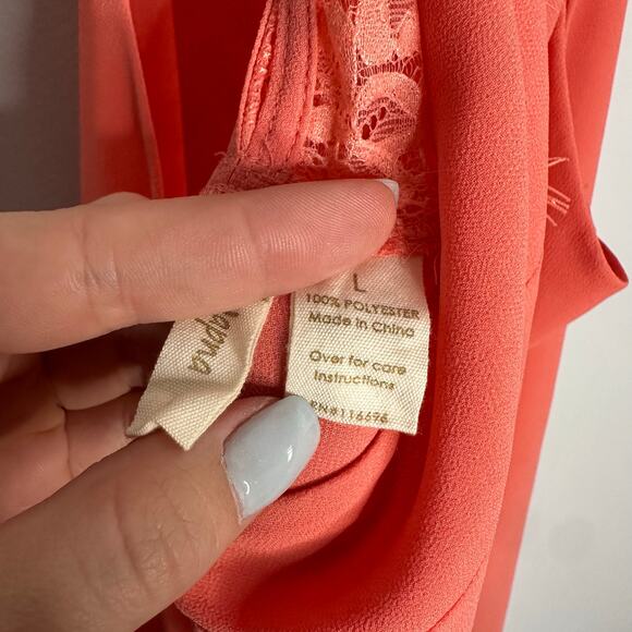 Japna Women's Peach Lace Back Button Detailed High Neck Cami Tank Size L - Picture 6 of 7